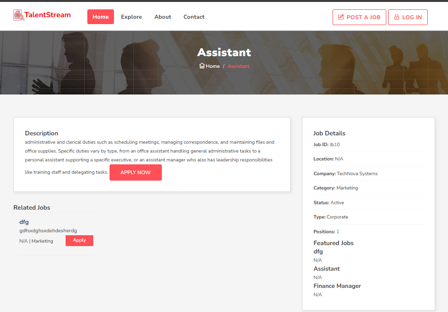 Job Portal (TalentStream)